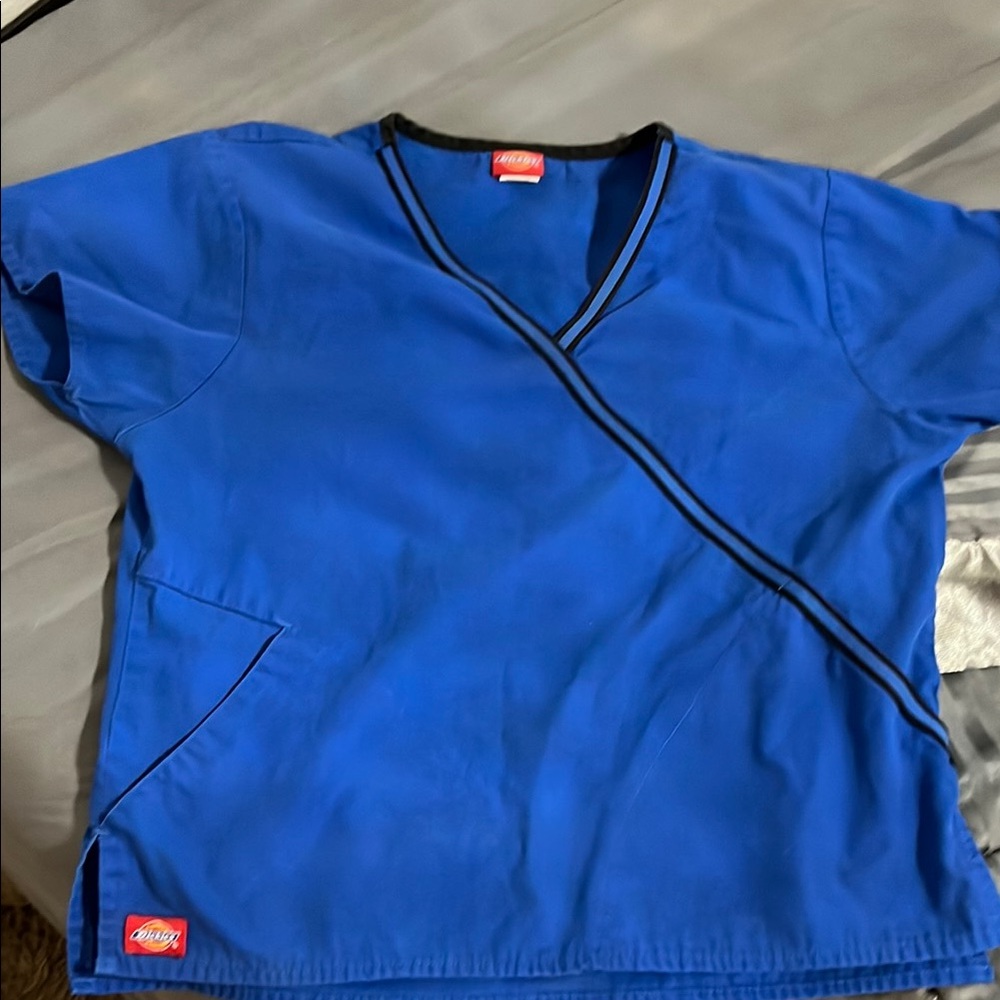Dickies Blue V-Neck Scrub Top